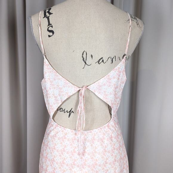 Cotton Candy LA Floral Print Spaghetti Strap Maxi Dress Blush Pink Size L - Picture 7 of 16